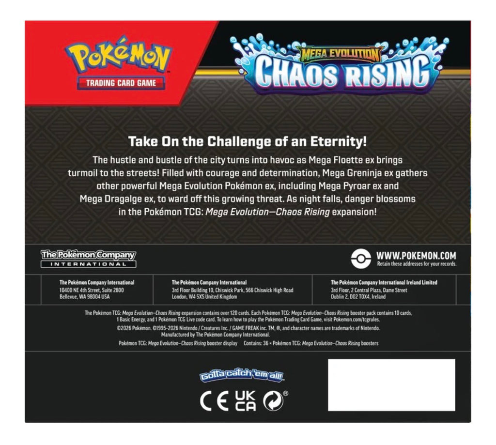 Pokémon Mega Evolution: Chaos Rising Booster Display Box (36 Packs)