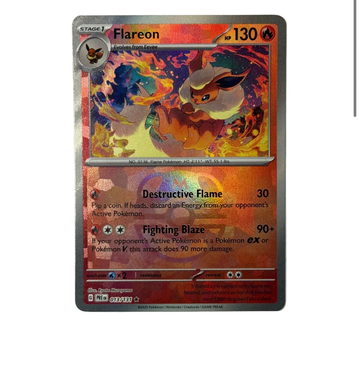Flareon 013/131 — Prismatic Evolutions — Master Ball Holo Rare (NM)