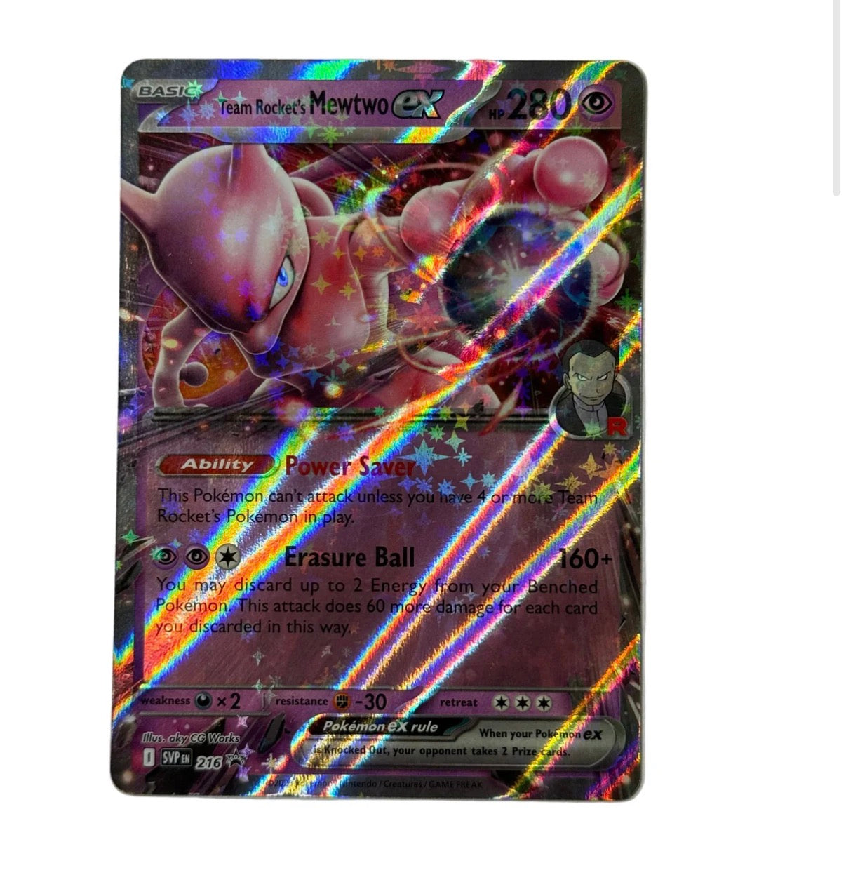 Team Rocket's Mewtwo ex SVP 216 — Black Star Promo — Rainbow Holo (NM)