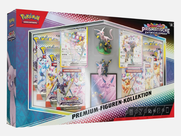 Pokémon TCG Scarlet & Violet Prismatic Evolutions Premium Figure Collection with Espeon, Umbreon and Eevee figures